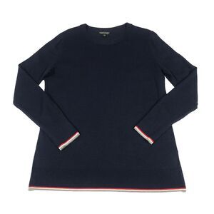 Extra fine merino Wool sweater banana republic S navy Nautical Ribbed Stripes